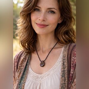 Brown smoky quartz stone Cord Necklace.